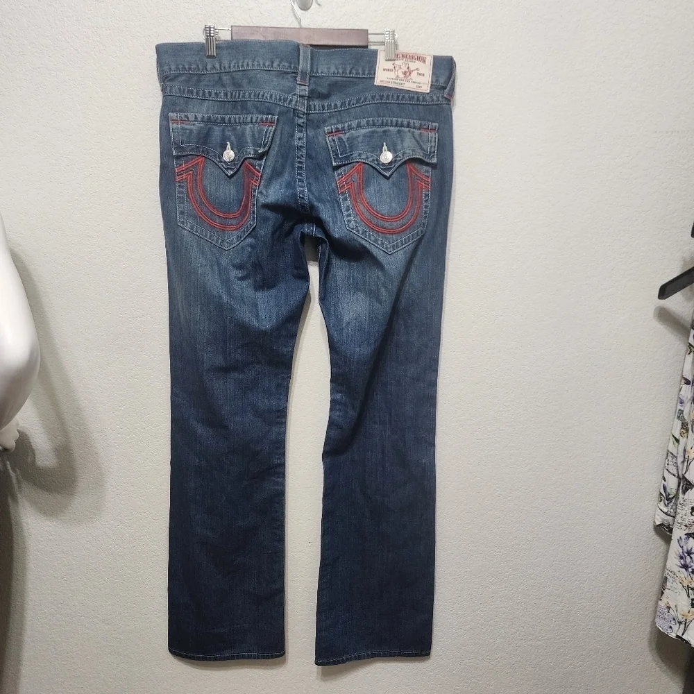True Religion Straight Flap Blue Jeans Size 38